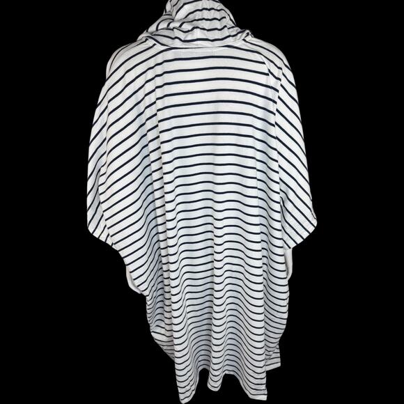 AMBERNOON II UV Hooded Striped Tunic Cover-Up White Navy 1X NWT Cotton Blend - Picture 7 of 16